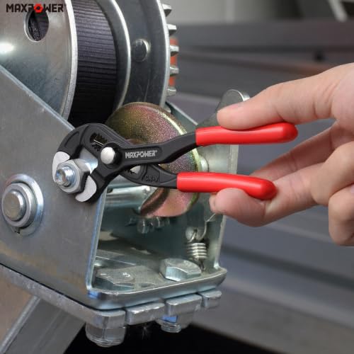 Image of MAXPOWER 5-Inch Tongue-and-Groove Pliers, 0.98 inch Jaw Opens V Jaw Mini Pliers | Quick Release Push Button Adjustable Pliers, Serrated Teeth, Comfortable Grips