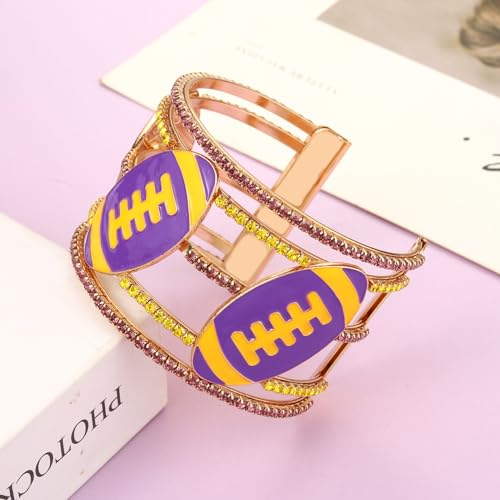 Game Day Bracelets for Women Football Wide Cuff Bracelets Red Yellow Purple Orange Blue Spirit Day Accessories Rhinestone Sport Game Day Cuff Bracelet Bangles Outfits Football Accessories Gifts2
