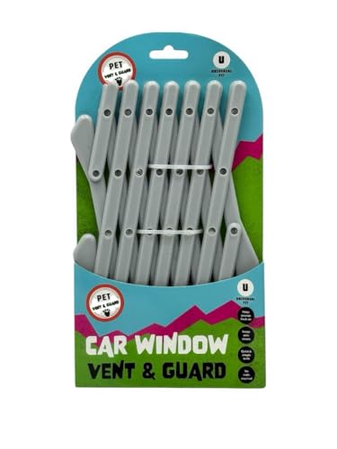 Pet Guru Car Window Vent & Guard for Dogs Puppies and Cats Universal Adjustable Lattice Telescopic Fence (Grey, 2)