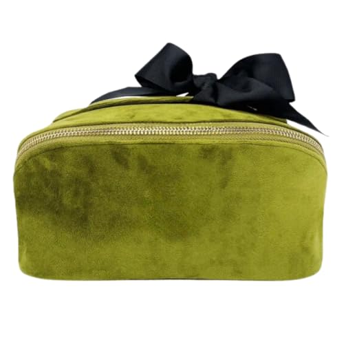 Makeup Bag for Women | Cosmetic Bag Organizer for Girls | Makeup Pouch for Traveling | Toiletry Bags for Women | Make Up Travel Pouches | Green Velvet