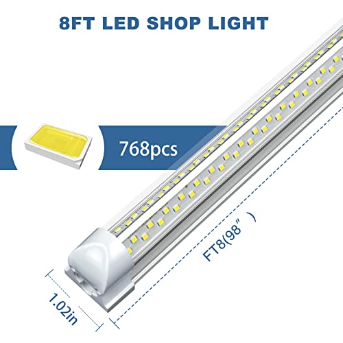 8ft LED Shop Light Fixture - 100W 15000LM 5000K 12 Pack, 8 Foot V Shape LED Strip Lights, 96" T8 LED Tube Light for Garage, Linkable with Plug