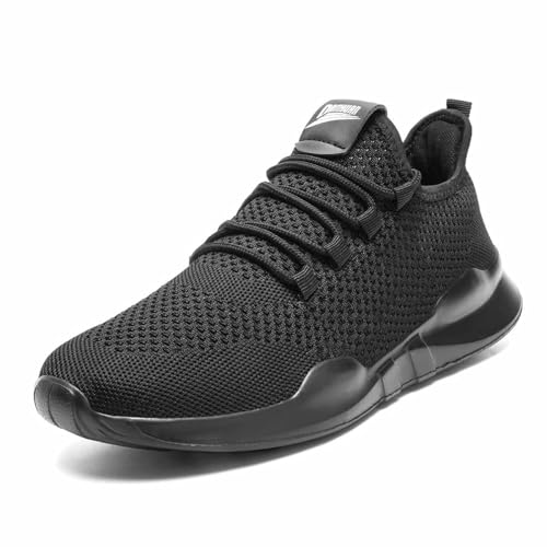 AZSDXS Men Running Trainers Lightweight Walking Shoes Fashion Breathable Jogging Athletic Sneakers Casual Breathable Gym Tennis Fitness Sport Outdoor Shoes Black