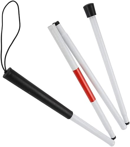 Bastón plegable de aleación de aluminio para caminar de 4 secciones para personas con discapacidad visual ciegas y ancianas, senderismo