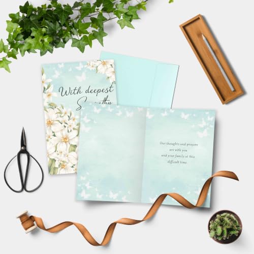 Image of Sympathy Card with Printed Message Inside, Condolence Card for Loss of Loved One, Heartfelt Thinking of You Cards, Bereavement Gift for Family Friend Coworker