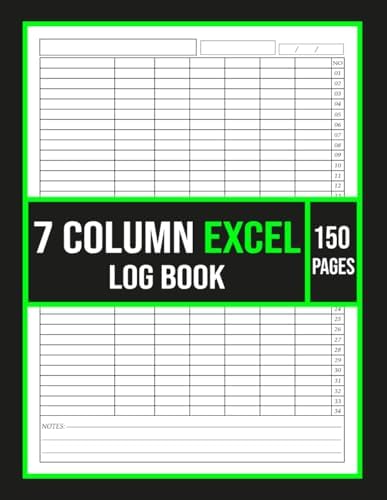 Book Reference Register Column 7 Column Excel Log Book: Simple Multi-Purpose Record Register for ...