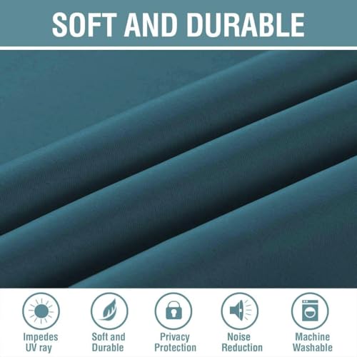 Image of H.VERSAILTEX Blackout Curtain for Living Room Thermal Insulated Window Treatment Curtain Extra Long 84 inch Length Energy Saving Solid Grommet Top Blackout Drape, One Panel, Dark Teal, 52 inch W x 84 inch L