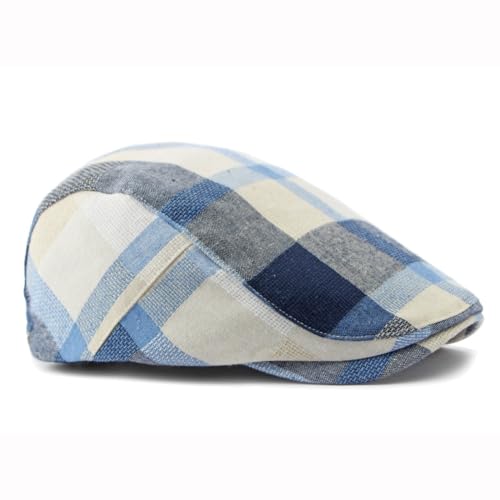 Image of Men's Plaid Striped Newsboy Ivy Flat Driving Golf Cap
