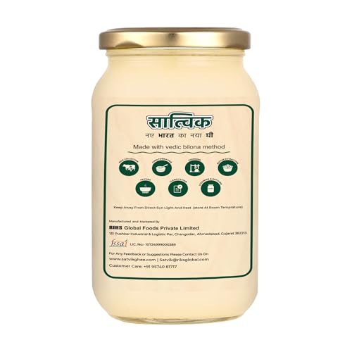Image of SATVIK PURE GHEE A2 Gir Cow Ghee 500ml | Traditional Bilona Method Pure Desi Cow Ghee from Gir Cows | A2 Ghee for Cooking, Immunity and Daily Wellness | Helps Better Digestion and Gut Health