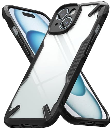 Image of Ringke Fusion-X Compatible with iPhone 15 Case Cover Transparent Hard Back Soft Flexible TPU Bumper Scratch Resistant Shockproof Protection iPhone 15 Back Cover - Black