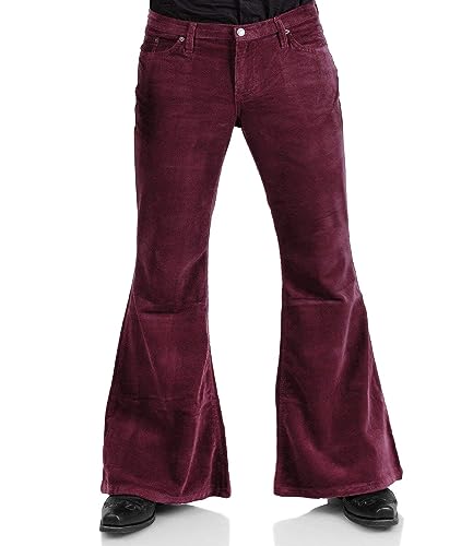 Image of Men's Corduroy Vintage Bell Bottom Pants 70s,Disco Stretchy Flared Pants Fit 60s 70s Outfits for Men,Mens Bell Bottom Jeans.