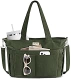 Bagstellar Corduroy Tote Bag for Women, 17 Pockets Laptop Work Tote Lightweight Teacher Nurse Bible Shoulder Bag for School Daily Travel