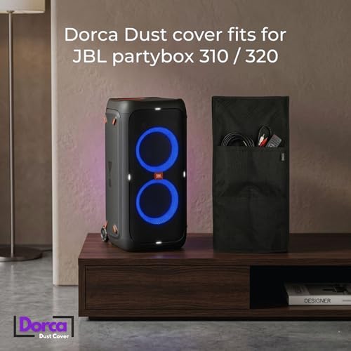 Image of Dorca Dust Cover for JBL PartyBox 320 Portable Party Speaker | Dust Proof, Water Resistant Protective Cover | Keeps Speaker Looking New | Black