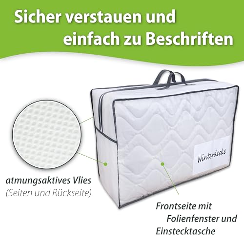 franknatur 2x Aufbewahrungstasche für Bettdecken - Tasche Aufbewahrung Bettwäsche