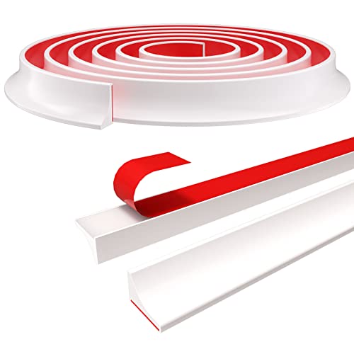 Image of New Collapsible Shower Threshold Water Dam, Self Adhesive Silicone Waterproof Barrier Bathroom and Kitchen Water Strip Dam Shower Guard for Dry And Wet Separation Caulk Seal Strip Edge Trim(White)