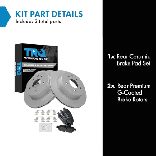 Image of TRQ Rear Brake Pad and Rotor Set Ceramic Coated Rotors Compatible with 2003-2005 Infiniti G35 350Z 2011-2017 Nissan Leaf 2014-2017 Juke Rogue