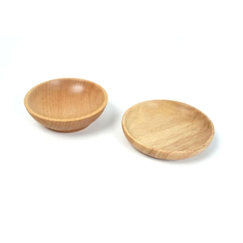 ttnmrc Montessori Wooden Bowls & Dishes, Small Round Trays, Natural Wood Sorting Bowls Sensory Play & Educational Toys (2pcs)