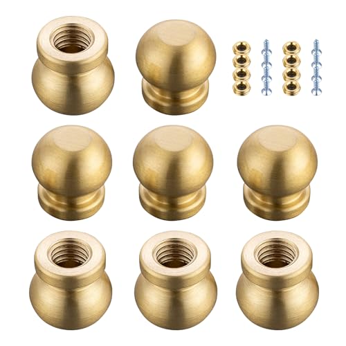 Rddconkit 8 Pcs Brass Wood Cutting Board Feet,Board Display Tray Riser Feet with Silicone Nonslip Pads,Suitable for Kitchen Utensils and All Kinds of Furniture (8, Circle)