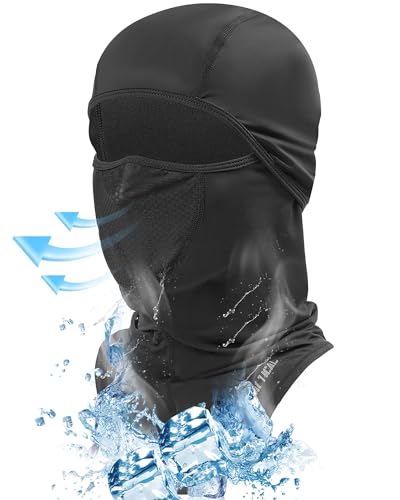 1TG Tactical Summer Balaclava Full Face Mask - UV Protection Cooling Neck Gaiter, Breathable Full Head Scarf Windproof Face Cover for Men and Women for Ski Motorcycle Travel Hiking Black
