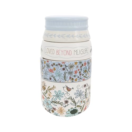 Pavilion Gift Company - Measure - 6.75 x 3.5 Ceramic Stacked Measuring Cups Love Appreciation Baking Kitchenware