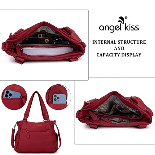 Image of Angel Kiss Handbags for Womens Top-Handle Hobo Purse Roomy Casual Shoulder Bags PU Tote Satchel Purse for Women