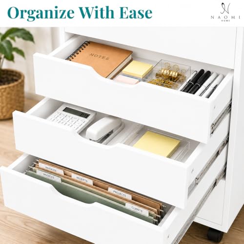 Image of Naomi Home Debbie Office File Cabinet with 7 Drawers, Rolling Storage Organizer for Home Office & Workspace