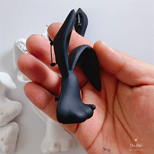 Image of Brooch Pin Lapel Pin Badge rock and roll Rabbit Brooch Plastic Rabbit Pin Sweater Fold ear rabbit Rabbit Hairpin Brooch Black White Rabbit Brooch Pins for Women Girl Scarf Backpacks Adorable Rabbit Gifts