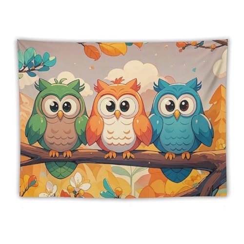 Tapisserie murale de décoration d'intérieur chouettes grand format 152x203 cm