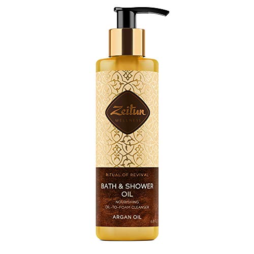 Zeitun Wellness Natural Shower Oil For Women | Ritual Of Revival | With Moroccan Argan Oil | Skin Restoring Shower Gel Alternative | Skin Cleansing And Moisturizing Body Wash – 6.8 fl oz / 200 ml