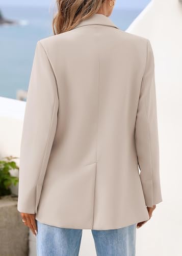 Lazysmile Blazers for Women Business Casual Long Sleeve Lapel Open Front Suit Jacket Office Work Clothes with Pockets Apricot — view 2
