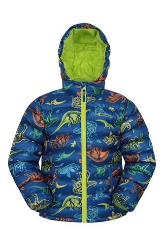 Mountain Warehouse Printed Seasons Kids Padded Jacket - Water Resistant Puffer Coat, Lightweigh, Elasticised Cuffs, Boys & Girls - For Spring Summer Dark Teal (Printed) Kids Size 7-8 Years