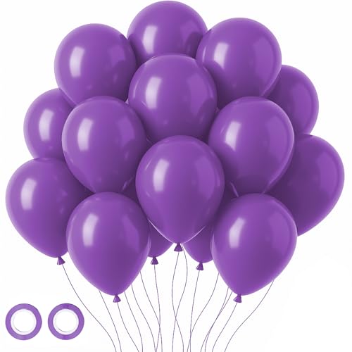 Image of Voircoloria 105pcs Purple Balloons 12inch Party Latex Balloons for Birthday Baby Shower Halloween Wedding Valentine's Day Party Bachelorette Decorations