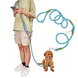 pawstrip Hands Free Dog Leash Crossbody Dog Running Leash Handsfree Pet Rope for Hiking Training Heavy Duty Reflective Pet Walking Belt (Blue)