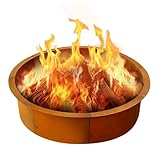 Alsophila 39β Thickened Corten Steel Fire Pit Ring for Outdoor Wood Burning, Heavy-Duty Above & In-Ground Fire Ring, Round Backyard Patio Campfire Accessory for Family Gathering