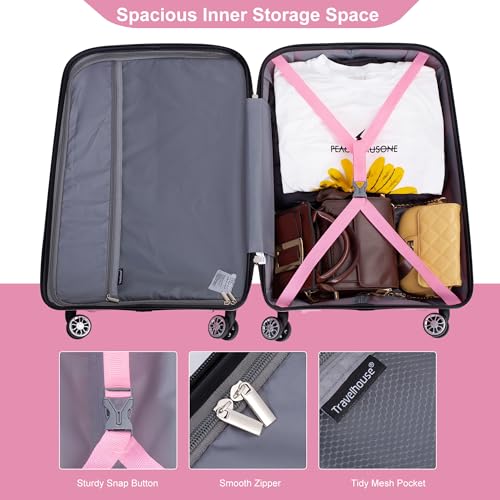 Hardshell Suitcase Double Spinner Wheels Luggage Sets Lightweight Durable Suitcase with TSA Lock,3-Piece Set (20/24/28), Pink3