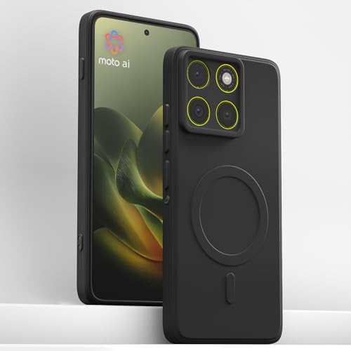 Image of Outlouders Back Cover for Motorola Moto Edge 70 5G Soft Matte Silicone Cover with Slim Fit | Mag-Safe Logo (Not Mag-Safe Compatible) | Shockproof | Camera Protection Bumper Case (Black)
