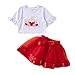 CAIJ Kleinkind Baby Mädchen Röcke Outfit Kurzarm T-Shirt Cartoon Druck Tops + Mädchen Mesh Regenbogen Prinzessin Ballett Tutu Performance Rock 2Pcs Geburtstag Partykleid Sommerkleidung Set