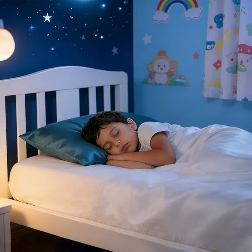 Image of NTBAY 2 Pack Pillows with Egyptian Cotton Pillowcases, Soft Cotton Down Alternative 13x18 Envelope Pillows for Sleeping in Crib Bed - Machine Washable - Breathable Travel Pillow, Slate Blue