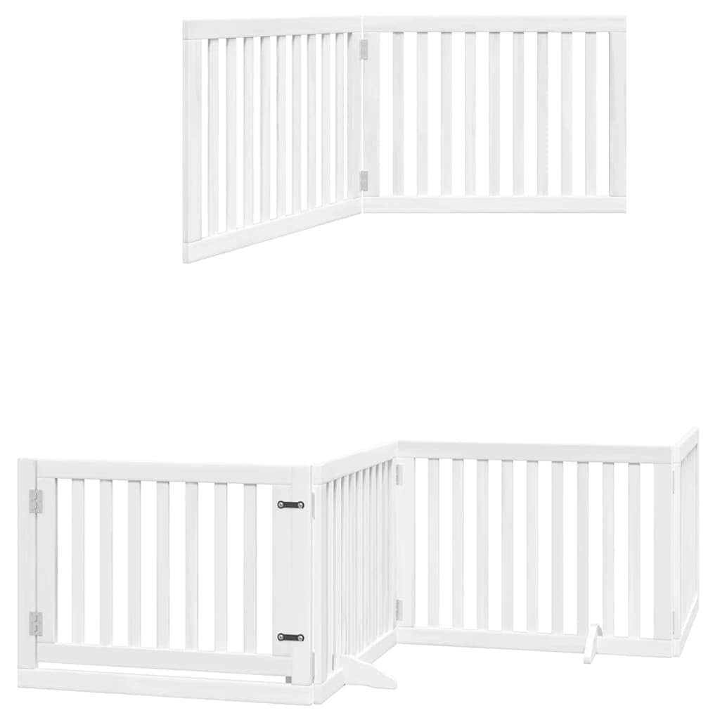 12-TLG. Puerta plegable para perros de madera de álamo de 960 cm con puerta, independiente y ampliable para interior y exterior, protección segura para cachorros y perros pequeños y medianos
