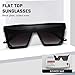 STORYCOAST Square Sunglasses for Women Men Fashion Big Frame Flat Top Sun Glasses Mirror Lens (Bright Black-Gradient Gray)
