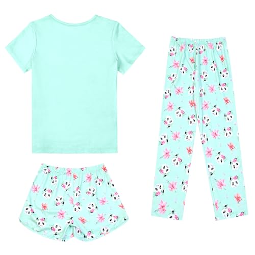 Image of Mirawise Girls 3 Pc Pajamas Sleepwear Cotton Pjs Clothes Set 4-13 Years