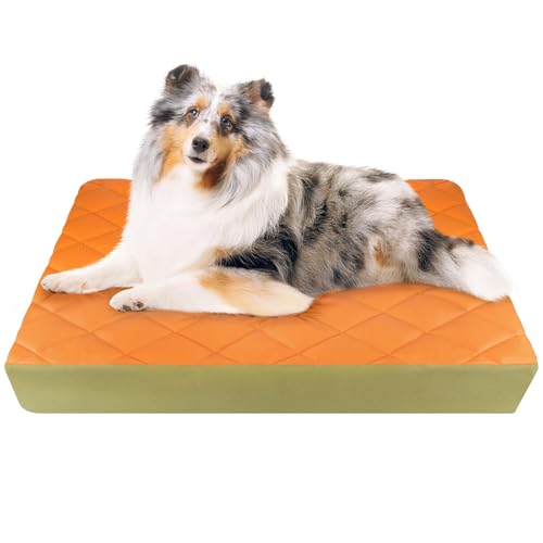 35.5' x 23.5' x 4.7' Large Orthopedic Dog Beds, Waterproof Faux Leather Memory Foam Dog Bed, Egg...