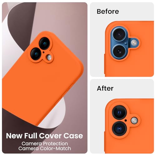 Image of FireNova Designed for iPhone 16 Case, Silicone Upgraded [Camera Protection] Phone Case, Soft Anti-Scratch Microfiber Lining Inside, 6.1 inch, Neon Orange