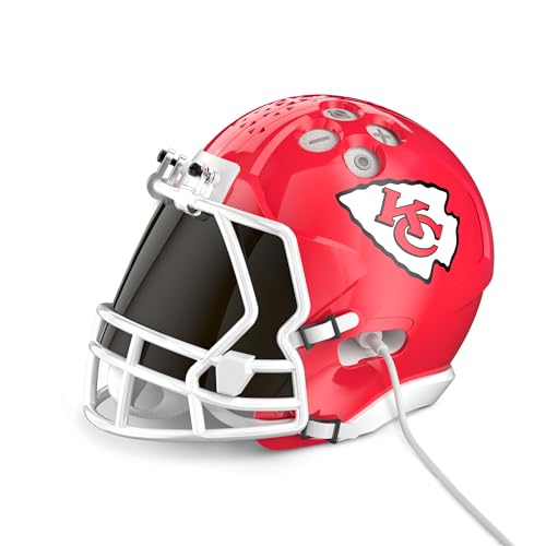 Image of NFL Echo Dot Bundle: Includes Echo Dot | Glacier White and Limited-Edition NFL Helmet Stand | Kansas City Chiefs