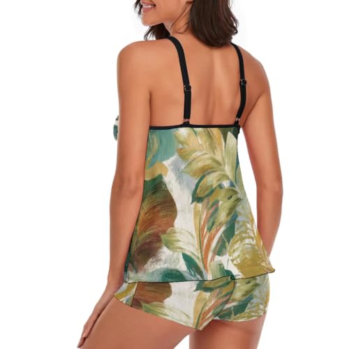 Image of 2026 Women Two Piece Tankini Swimsuit Tummy Control Plus Size Long Torso Top and High Waisted Boyshorts Bathing Suits
