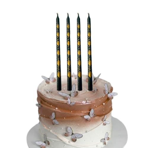 Image of Wanna Party Black and Gold Cake Candles, Black Cake Decoration for Birthday Parties, Wedding Decorations, Party -6 CT