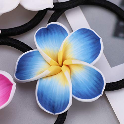 Lurrose Plumeria Hair Ties 24Pcs Soft Ceramic Hair Ring Colorful Flower Hair Rope Hawaiian Flower Hair Accessory For Wedding Beach Party Vacation #TOP3