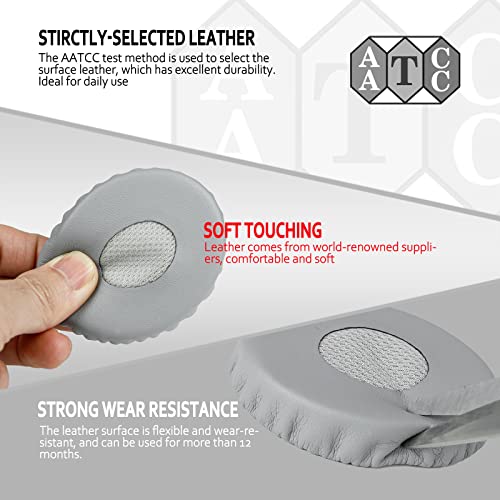 Image of Krone Kalpasmos Bose OE2 Replacement Ear Pads - Soft Leather & Memory Foam, Fits Bose Over-Ear 2 (OE2, OE2i) - Grey Scrim, Silver