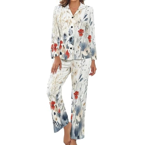 Ensemble pyjama femme fini les nuits fraîches grâce aux manches longues et pantalon stretch doux