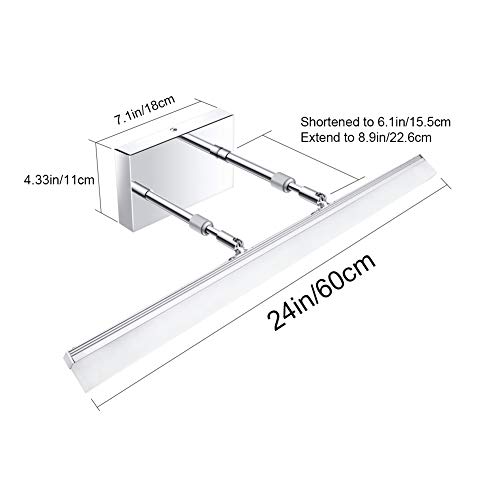 Image of Aipsun 24 inch Modern LED Vanity Lights Adjustable Bathroom Vanity Light Fixtures Chrome Bathroom Light Fixture Over Mirror 5500K