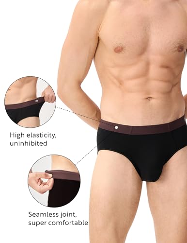 DAVID ARCHY Men's Briefs Rayon Made From Bamboo Soft Seamless Underwear Support Pouch No Fly Briefs for Men 4 Pack3